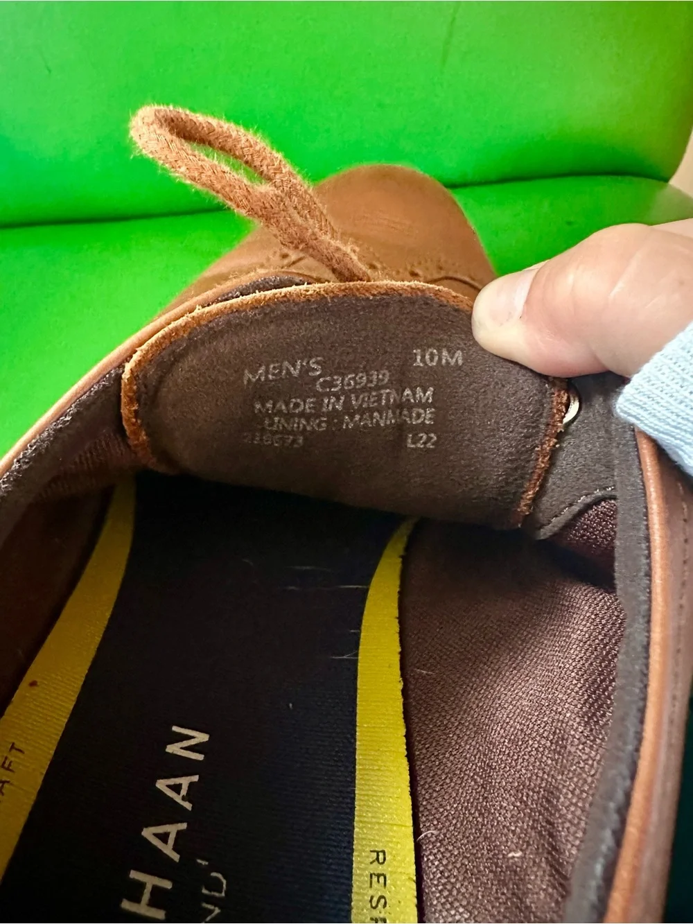 Cole Haan Brown Leather Wingtip Derby with White Sole